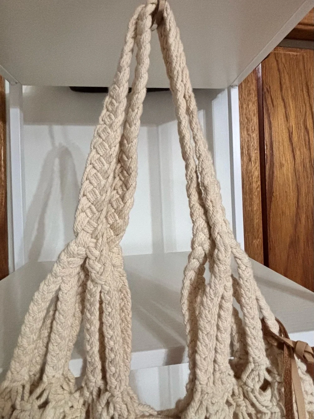 Polo by Ralph Lauren Cream Macramé Fringe Tote